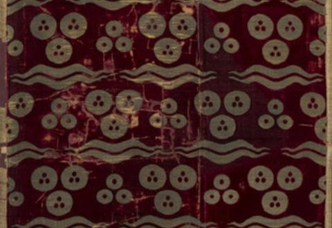 Fluweel met çintamani-patroon, zijde en gouddraad