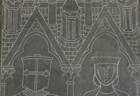 Grafsteen van de ridder Englebert III d'Enghien en zijn vrouw Ide d'Avesnes