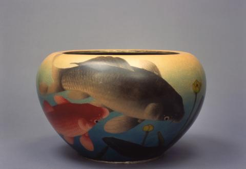 Large vase with carp decoration