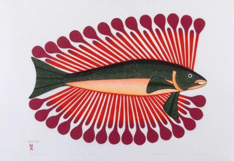 Kenojuak Ashevak, Decoratieve schar (2004), gravure op steen, Kinngait (Cape Dorset), Nunavut