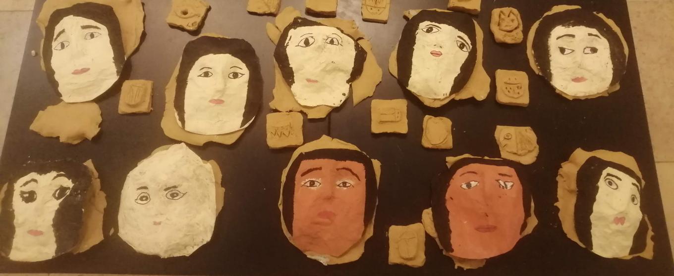 oeuvres enfants masques egyptiens