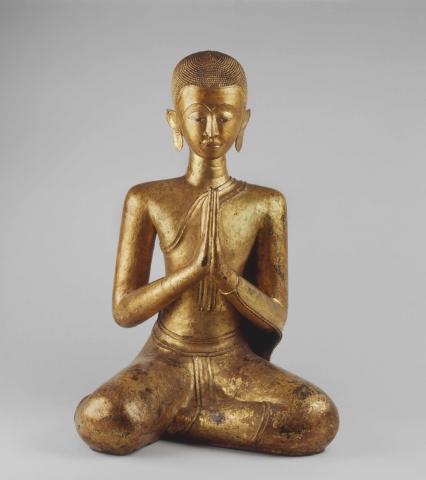 moine bouddhiste, bronze doré