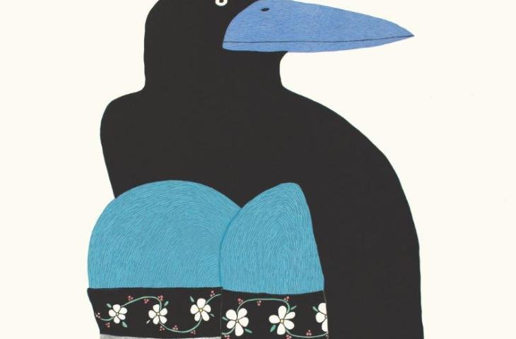 Ningiukulu Teevee, No Turning Back, 2021, stone engraving and stencil on paper, Kinngait (Cape Dorset), Nunavut